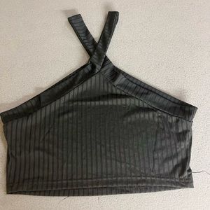 Black halter top crop top